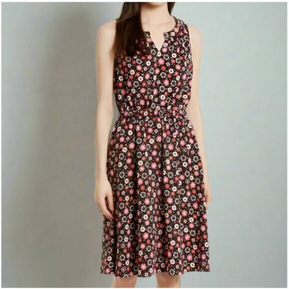 Kate Spade Fit Flare Dress Extra Small XS Sleeveless V-Neck Floral Knee Length - Picture 1 of 12